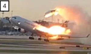 Khoảnh khắc động cơ gãy rời khỏi máy bay chở hàng Mỹ